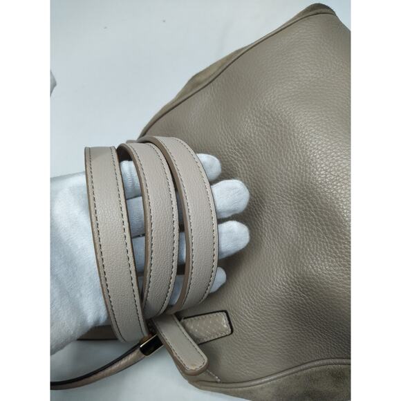 Coach Gray Leather Suede Double Handles Satchel Bag - Picture 8 of 16